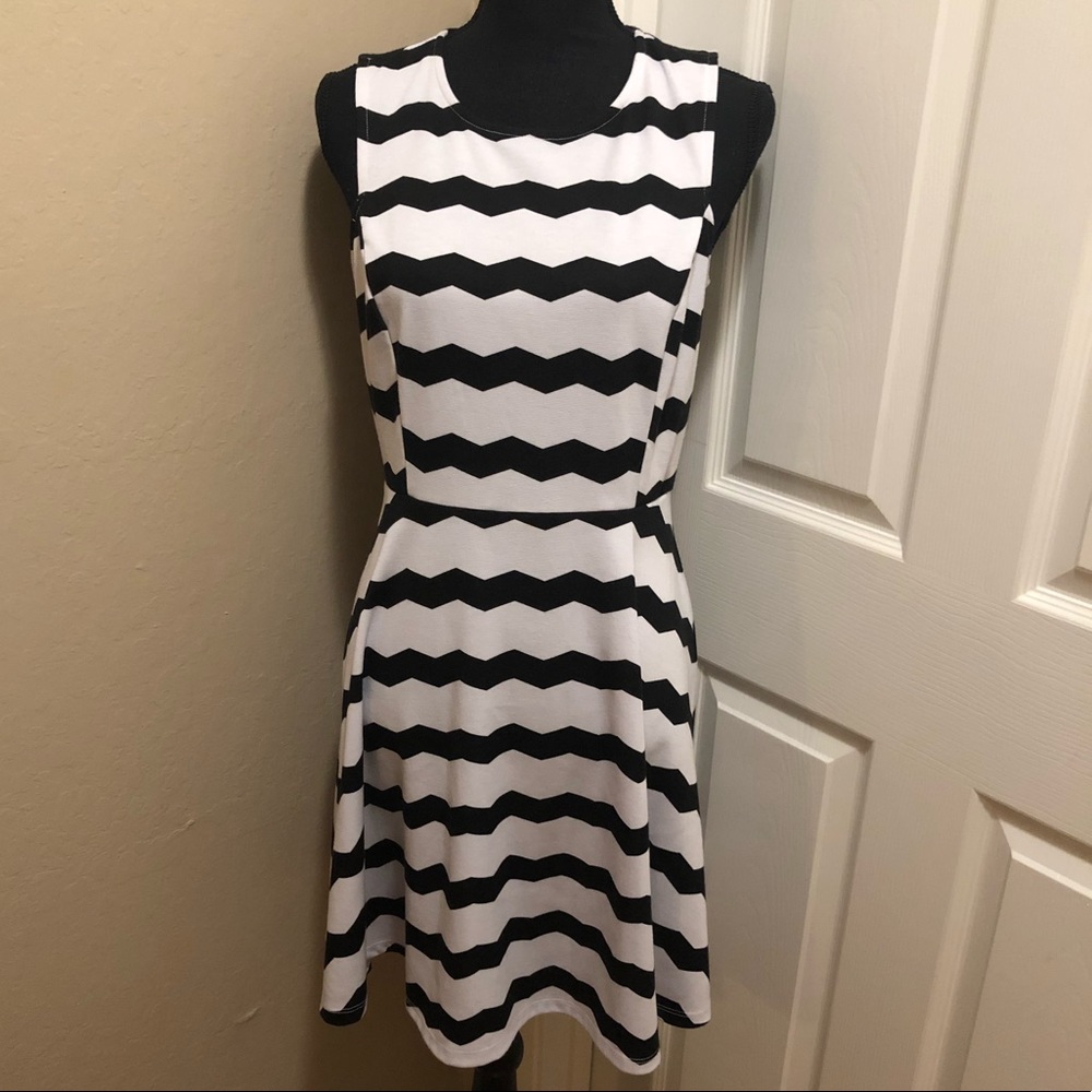 Bar III Black and white skater dress. Size: L